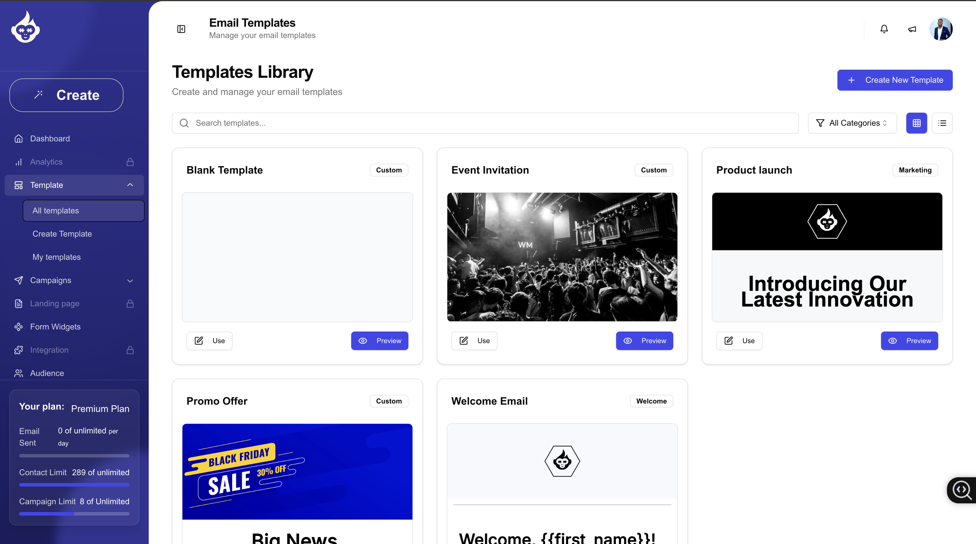 Template Editor Interface